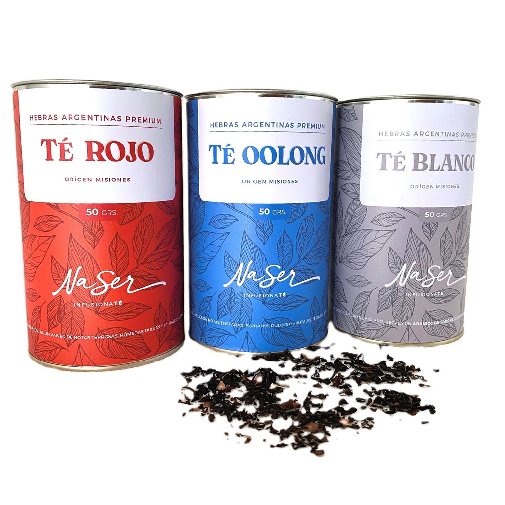 NASER - Té En Hebras Lata 50gr (rojo/azul/blanco) - Pack x6u.