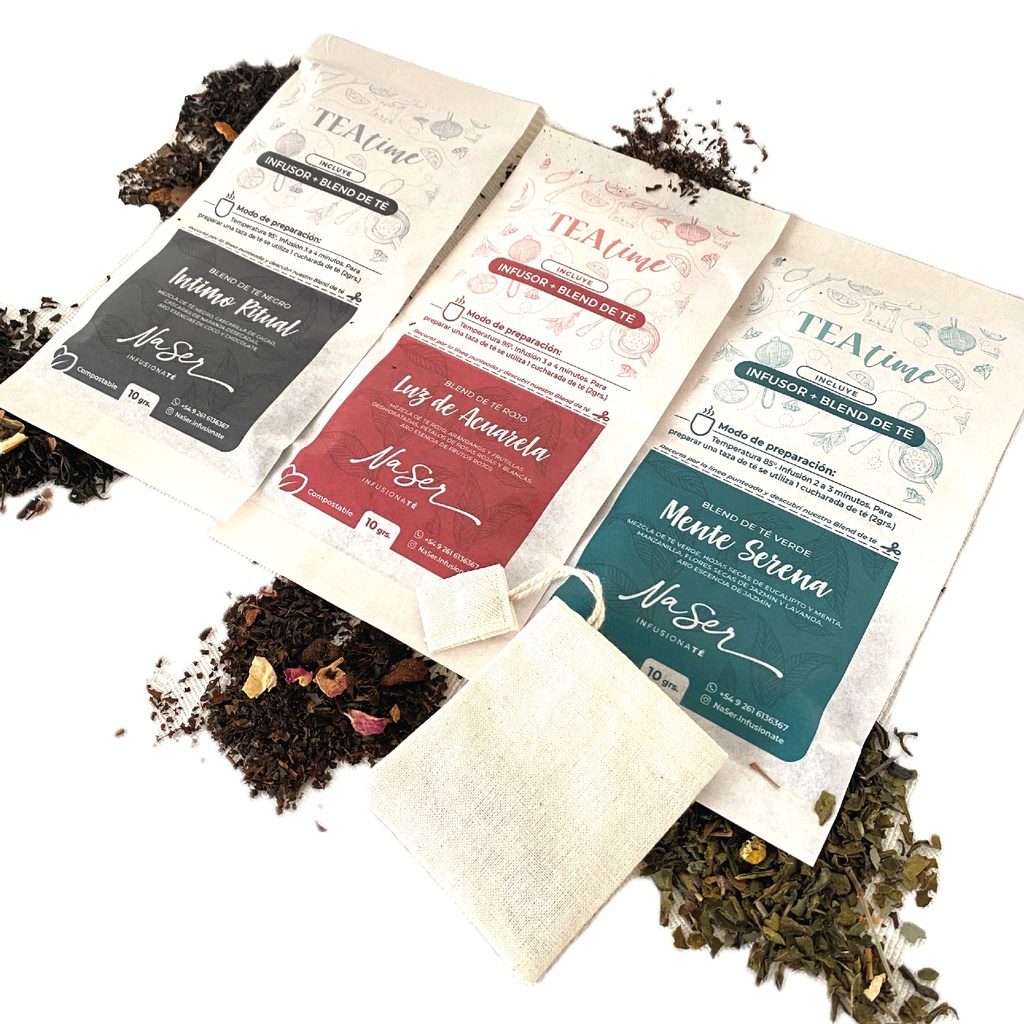 NASER - Kit Tea Time: Infusor + Blend Té en Hebras - Pack x30u.