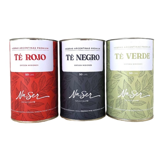 NASER - Té En Hebras Lata 50gr (rojo/verde/negro) - Pack x6u.